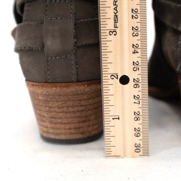 Hand Crafted Brand Gray Suede Triple Strap Ankle Boots Size 40 US 9 - Picture 6 of 12